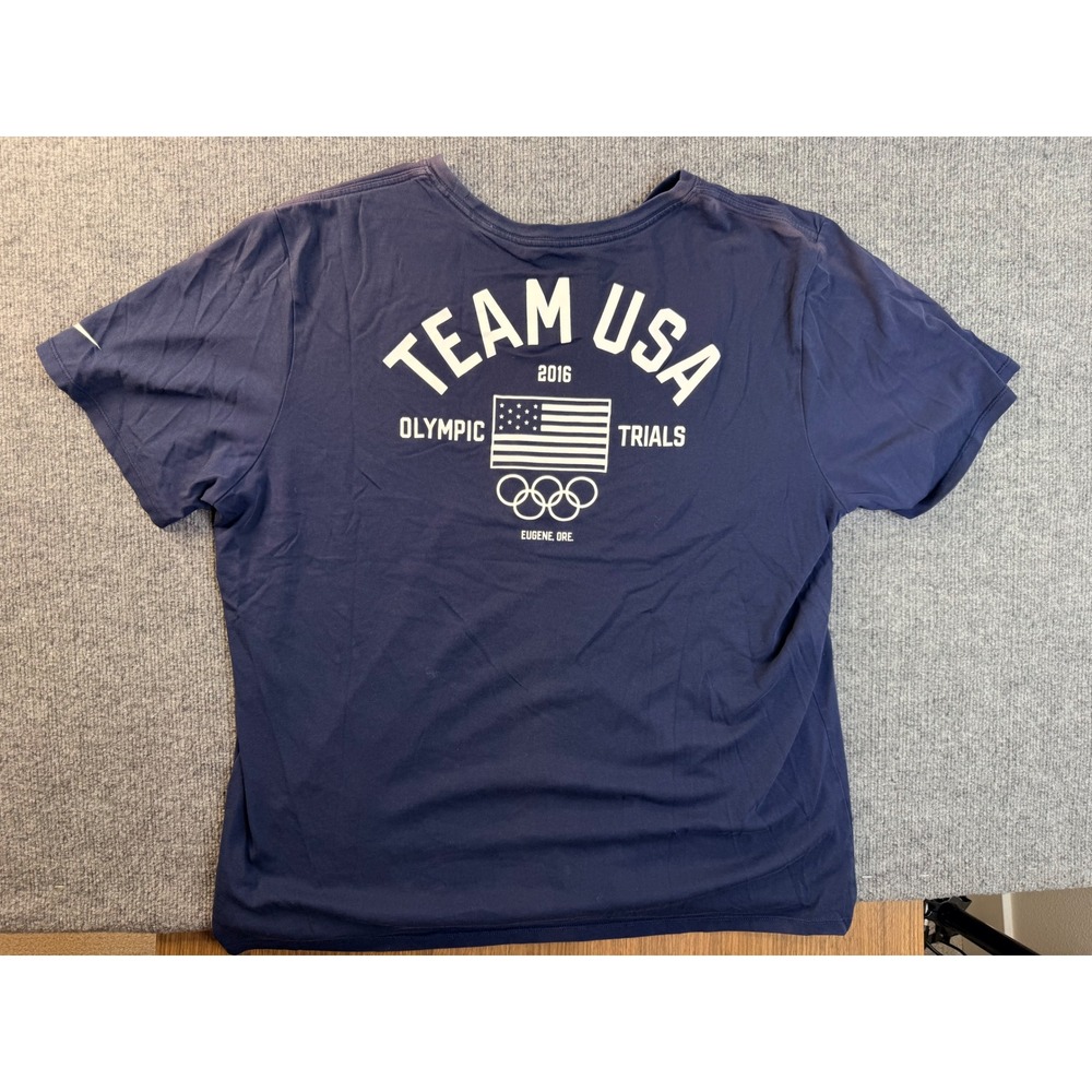 Nike Mens XXL Navy Blue Dri-FIT 2016 Team USA Olympic Trials Graphic Tee Shirt